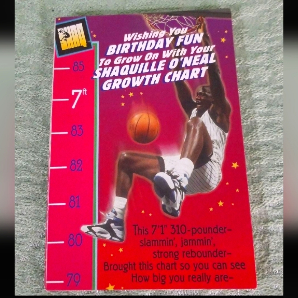 Vintage Shaquille O'neal Birthday Card 88" Long Orlando Magic 1995